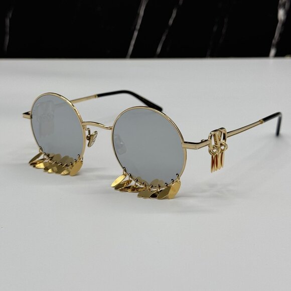 NEW VALENTINO VLS-174A SILVER GOLD WOMEN SUNGLASSES - Picture 3 of 12